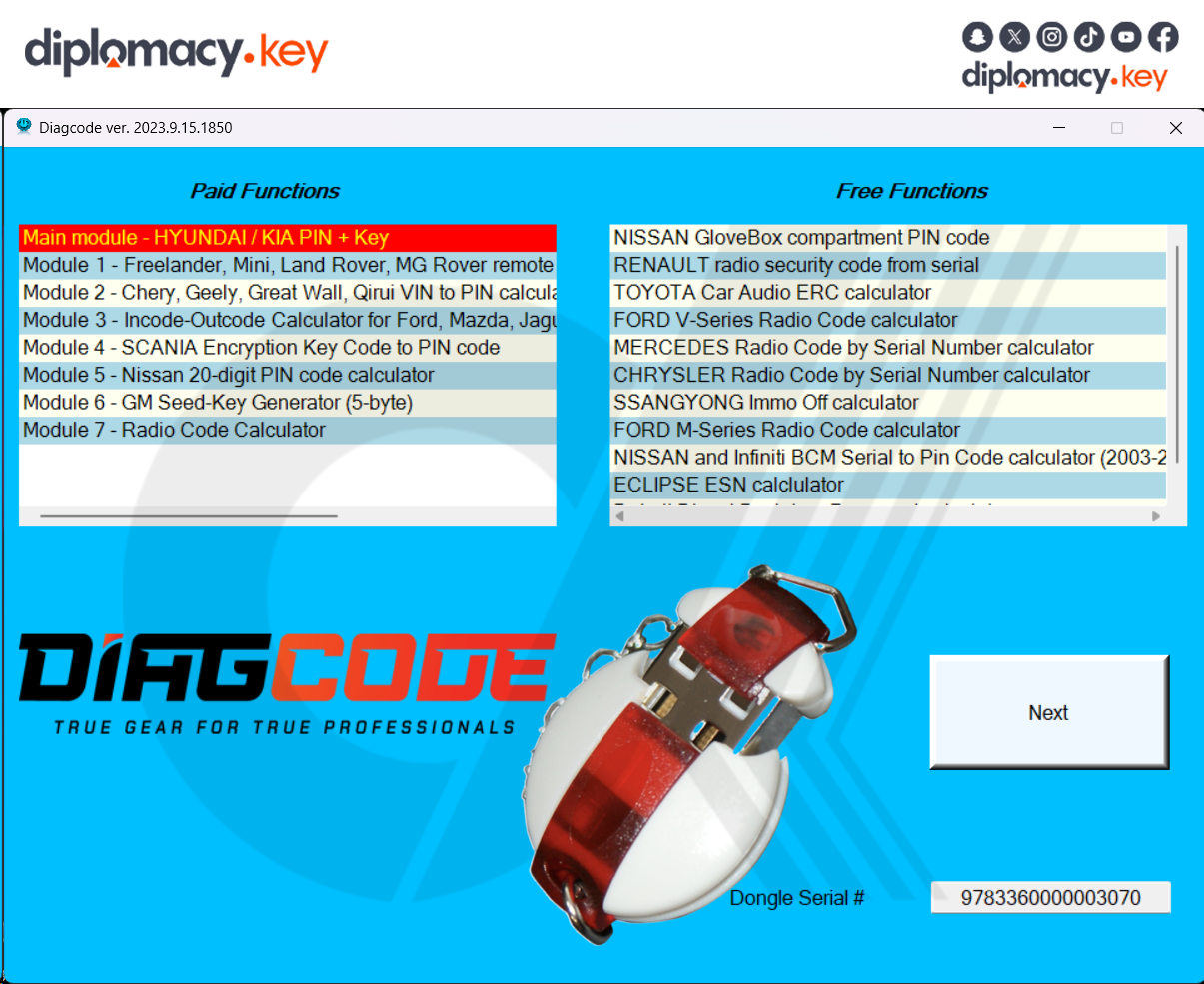 DIAGCODE Pincode Calculation Tool Software Download / Dongle Drivers Instalation Procedure