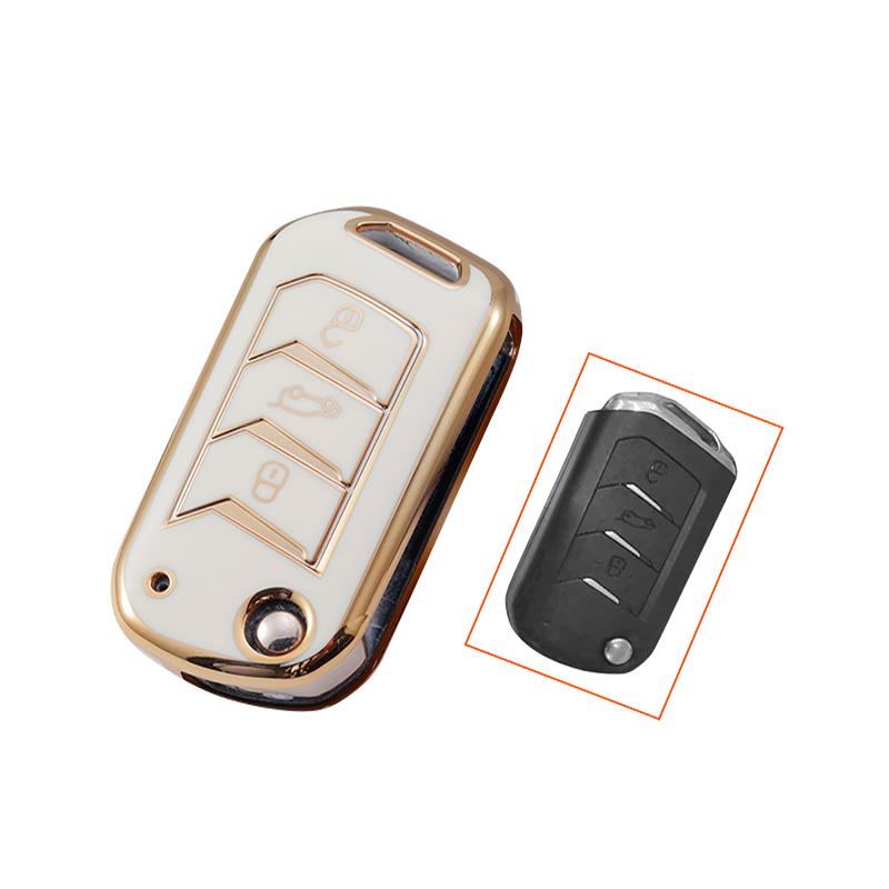 Nano High Quality Cover for Mahindra Flip Remote Key 3 Buttons White