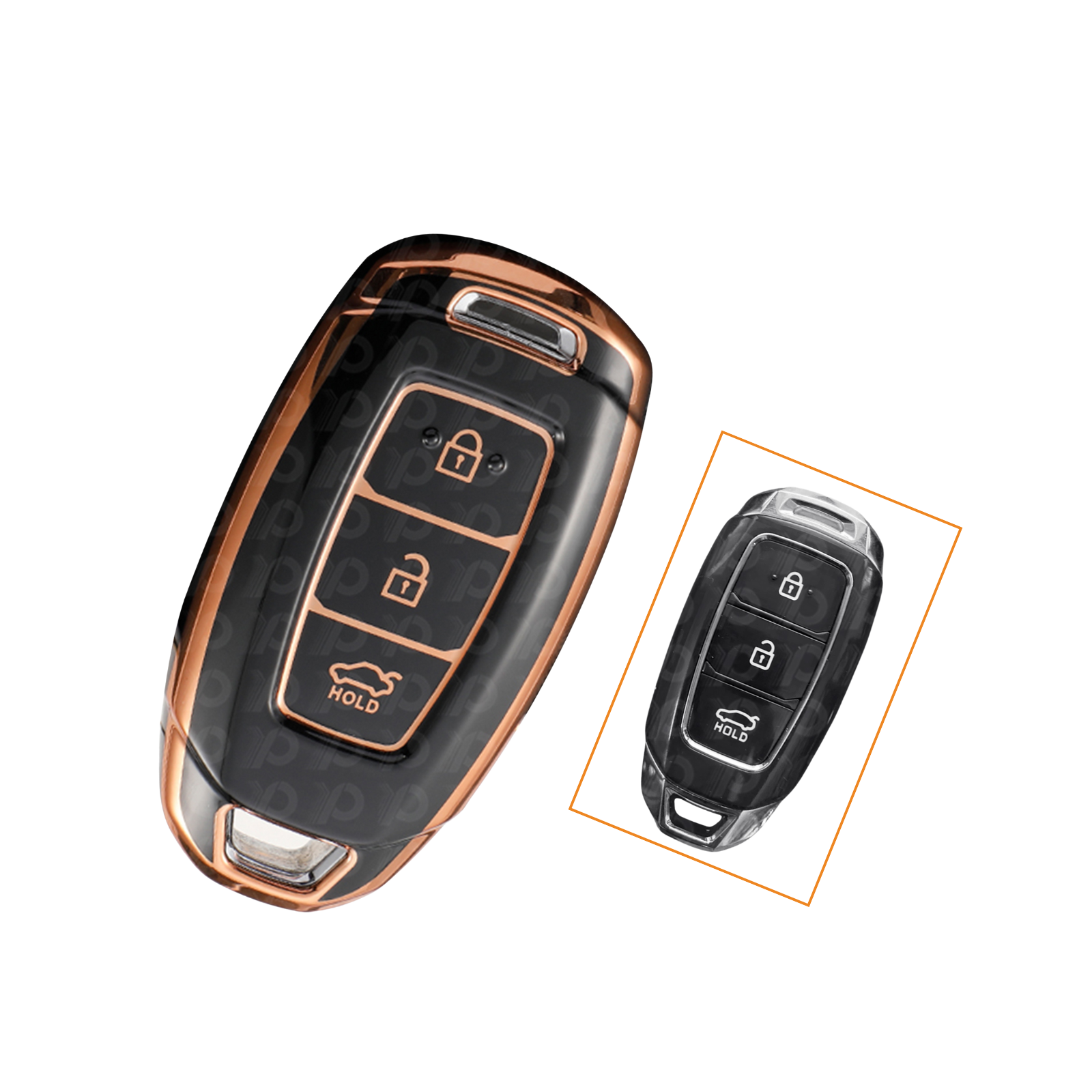 Nano High Quality Cover for Hyundai Smart Key 3 Buttons Black Color