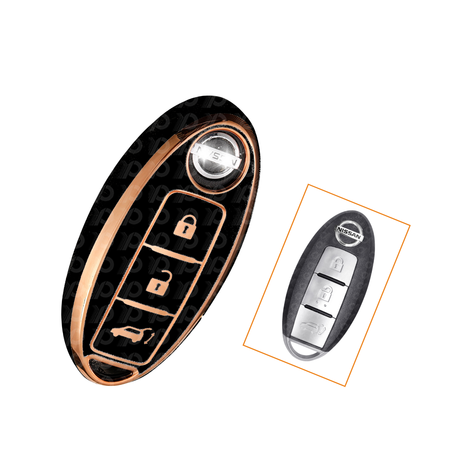 Nano High Quality Cover for Nissan Smart Key 3 Buttons Black