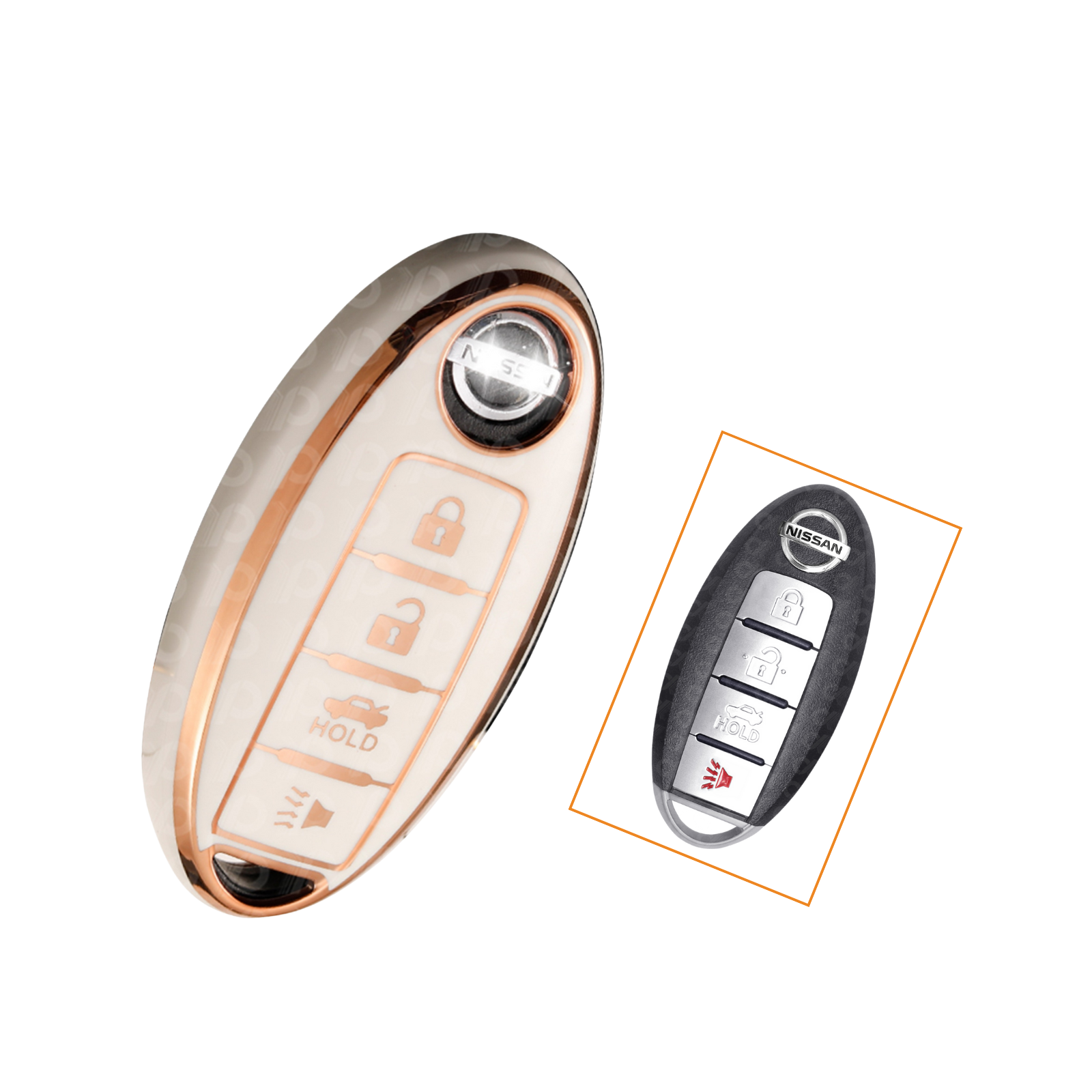 Nano High Quality Cover for Nissan Smart Key 4 Buttons White