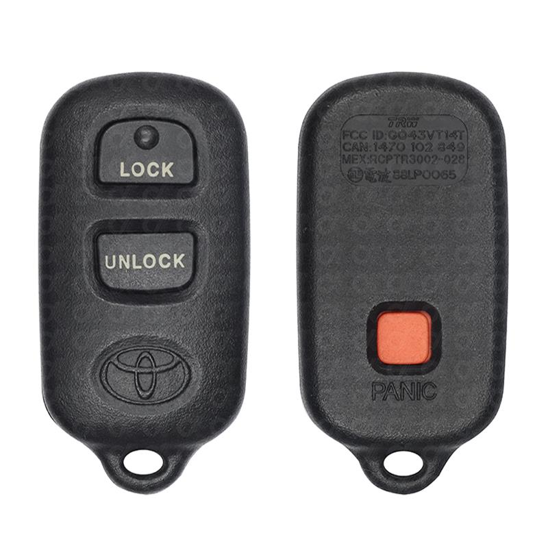 Replacement Remote Key Fob Shell For 1998-1999 Toyota Camry - Grey Case Cover Only